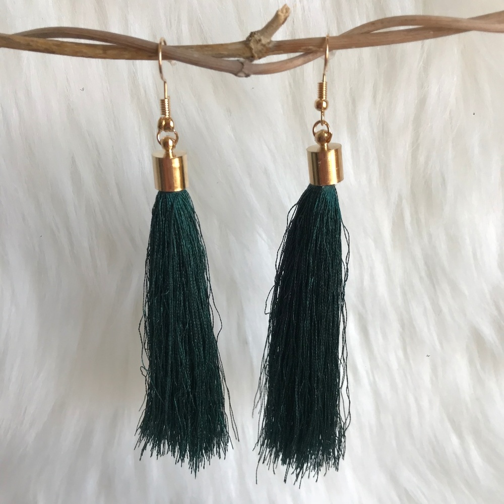 Boho tassel fringe statement earrings - Picture 1 of 4